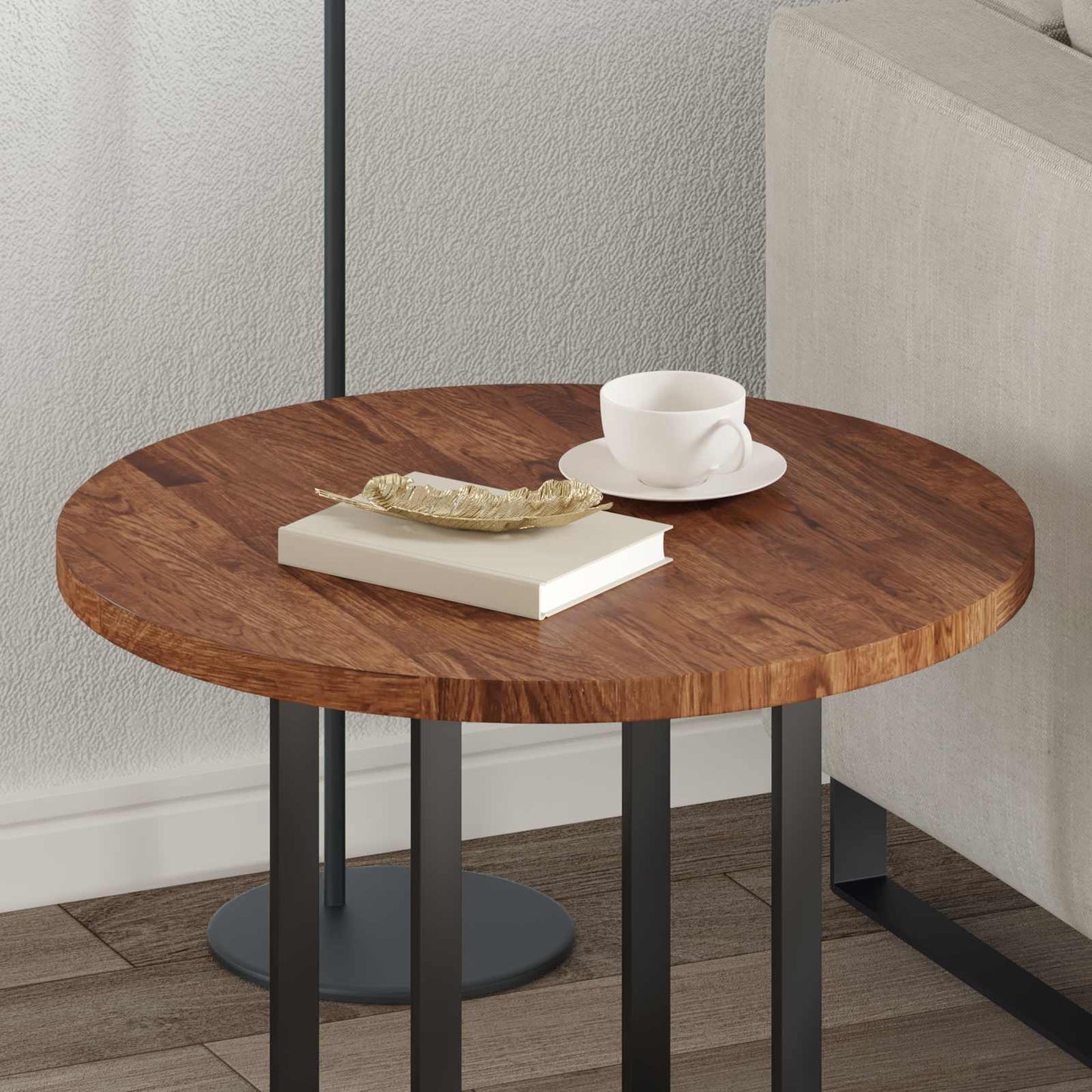 Table Top Ø 60 x 2.5 cm Round Solid Oak Wood Light Brown