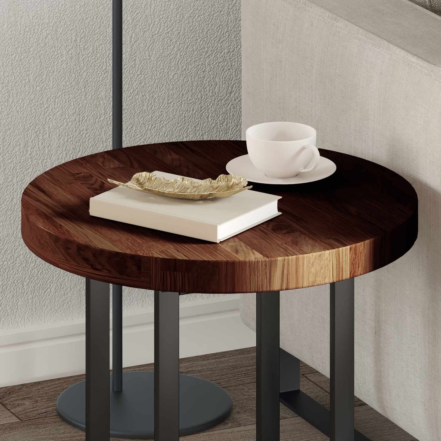 Table Top Ø 50 x 4 cm Round Solid Oak Wood Dark Brown