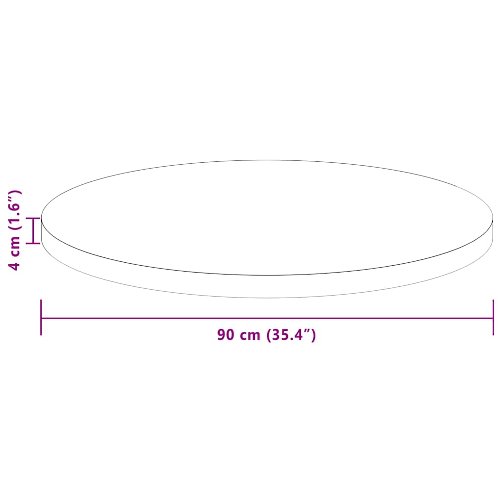 Table Top Ø 90 x 4 cm Round Solid Oak Wood Dark Brown