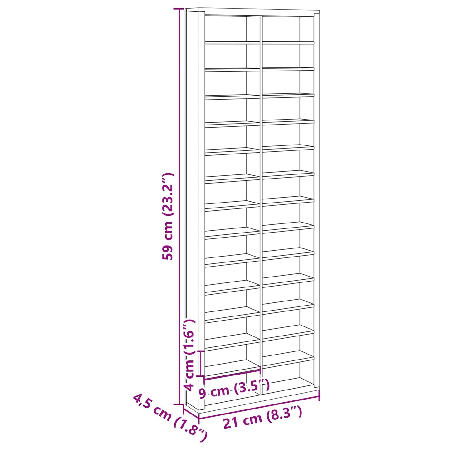 Wall Display Case Wall-Mounted Beige 21 x 4.5 x 59 cm