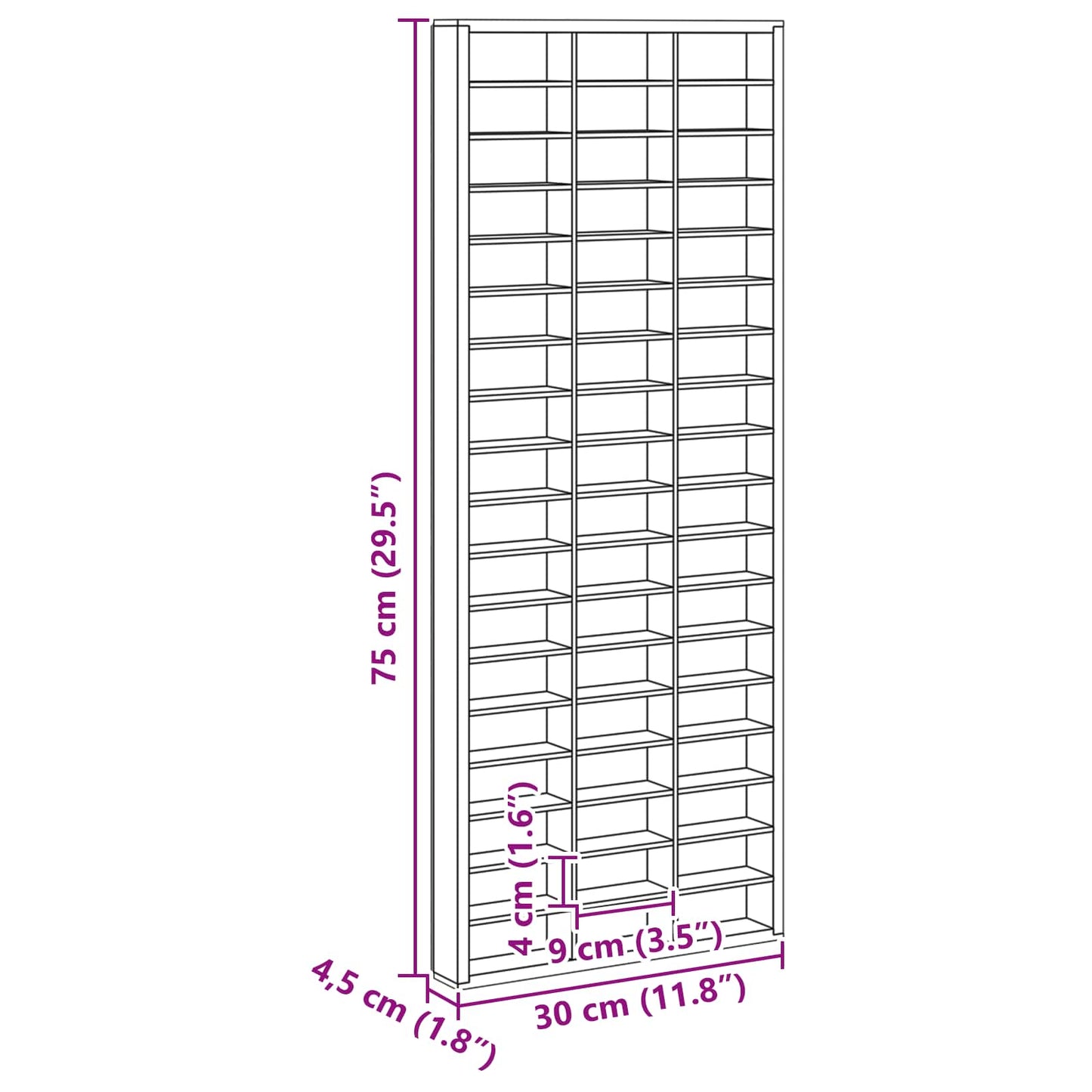 Wall Display Case Wall-Mounted Beige 30 x 4.5 x 75 cm