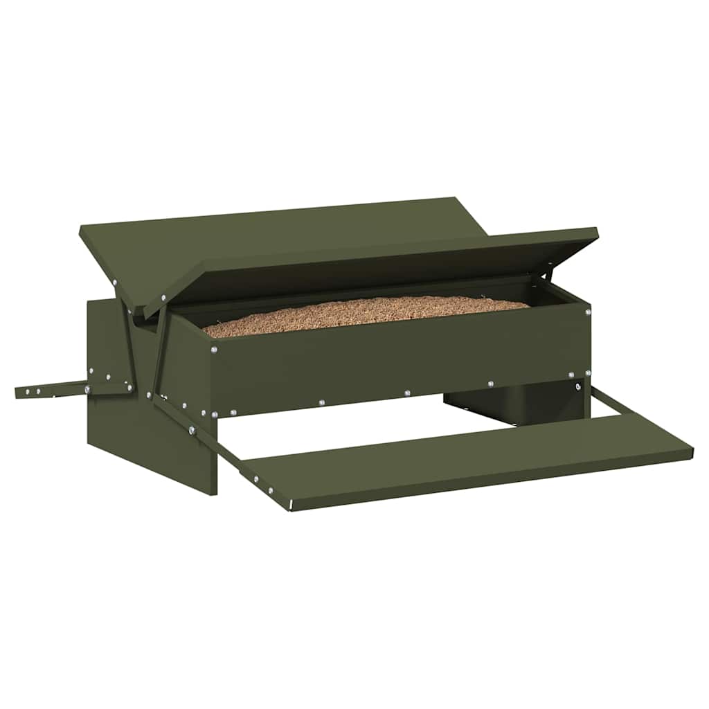 Chicken Treadle Feeder Olive Green 75 x 53 x 20.5 cm 10 kg