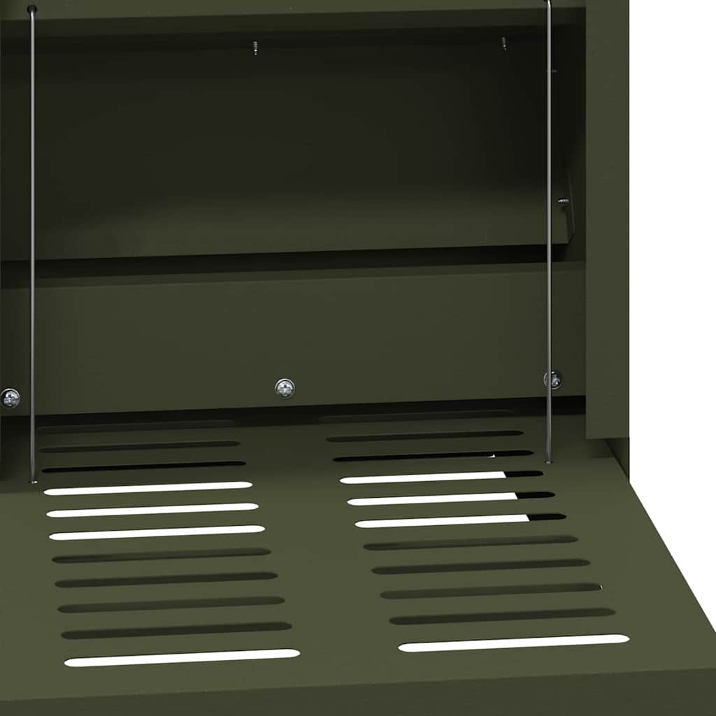 Chicken Treadle Feeder Olive Green 25 x 42 x 40 cm 4 kg