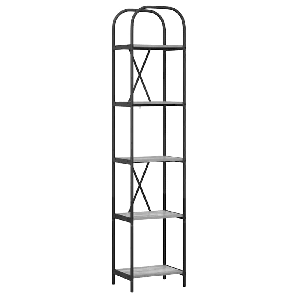 Bookshelf 5-Tier 40 x 30 x 183 cm Engineered wood Grey Sonoma