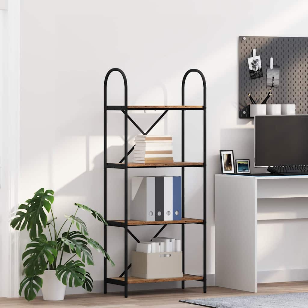 Bookshelf 4-Tier 60 x 30 x 146 cm Engineered wood Old Wood