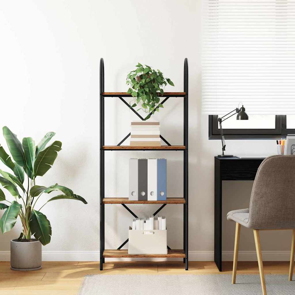 Bookshelf 4-Tier 60 x 30 x 146 cm Engineered wood Old Wood
