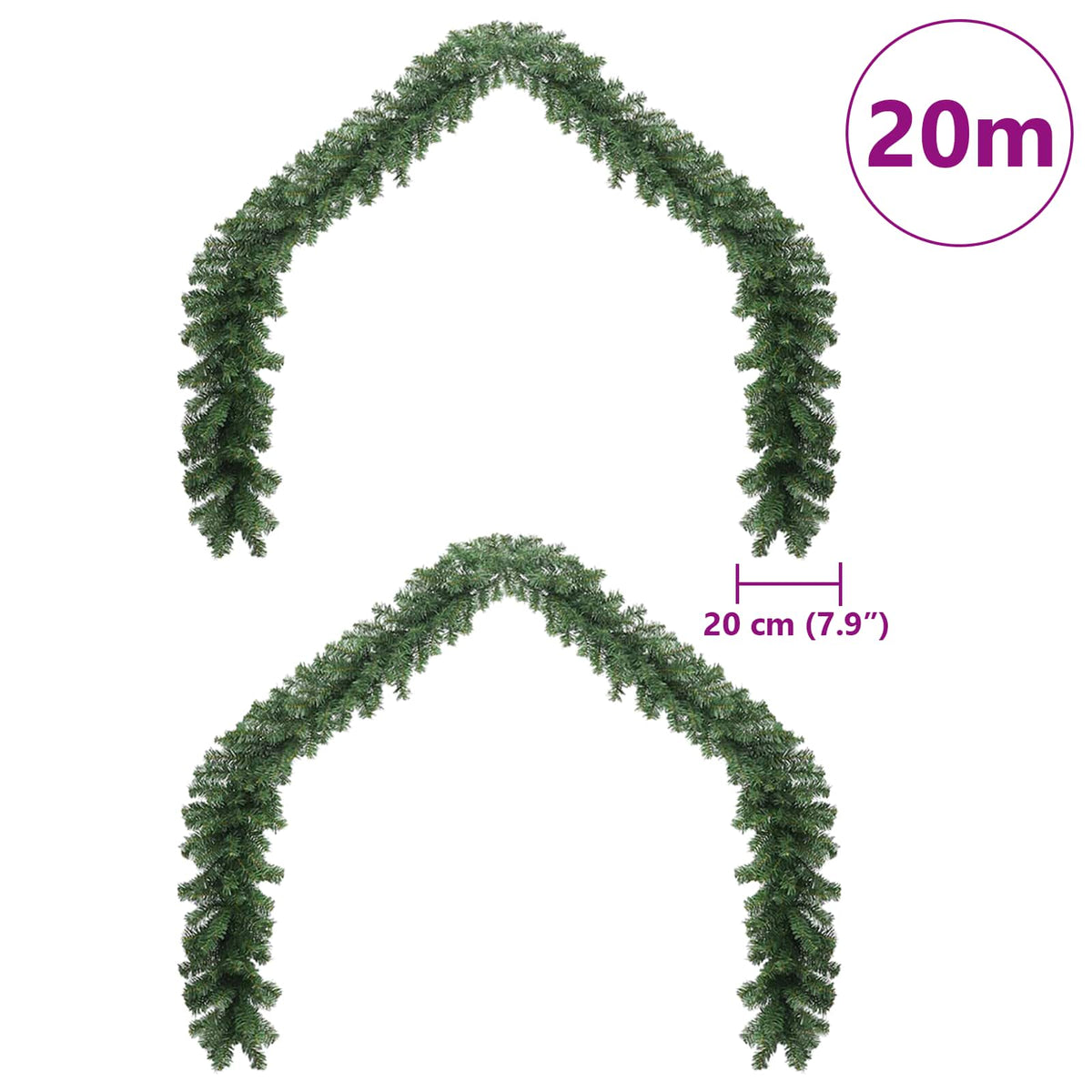 Christmas Garland 2 pcs Green 20 m PVC