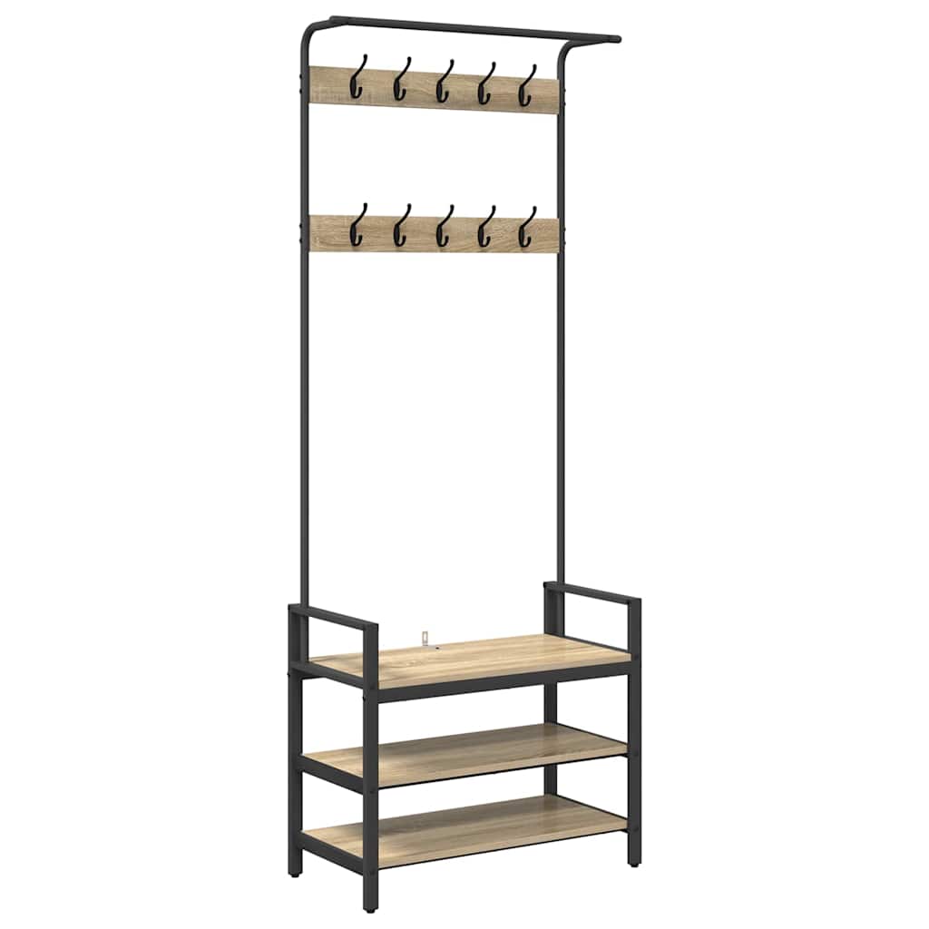 Coat Rack Sonoma Oak 75 x 34 x 184 cm Engineered wood