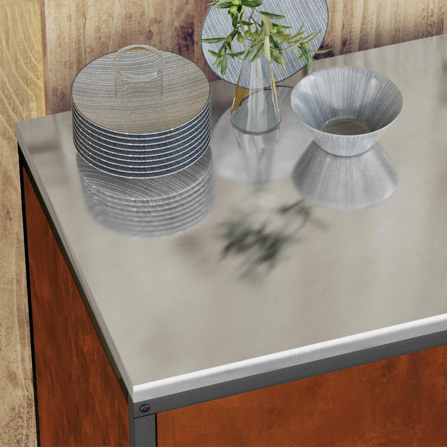 Kitchen Storage Set HATTEM 2 pcs Rusty Steel