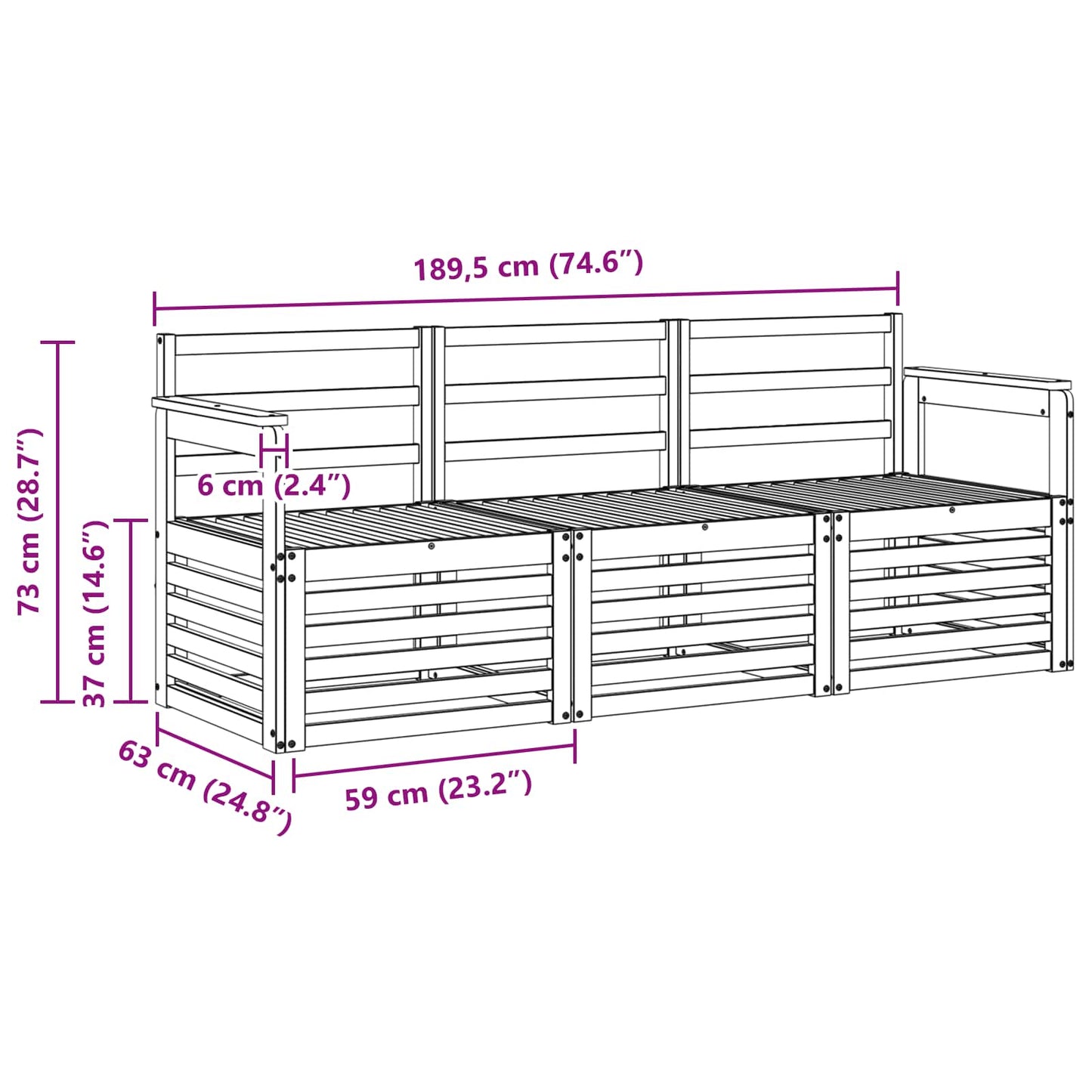 Sofa Sets Solid Acacia Wood