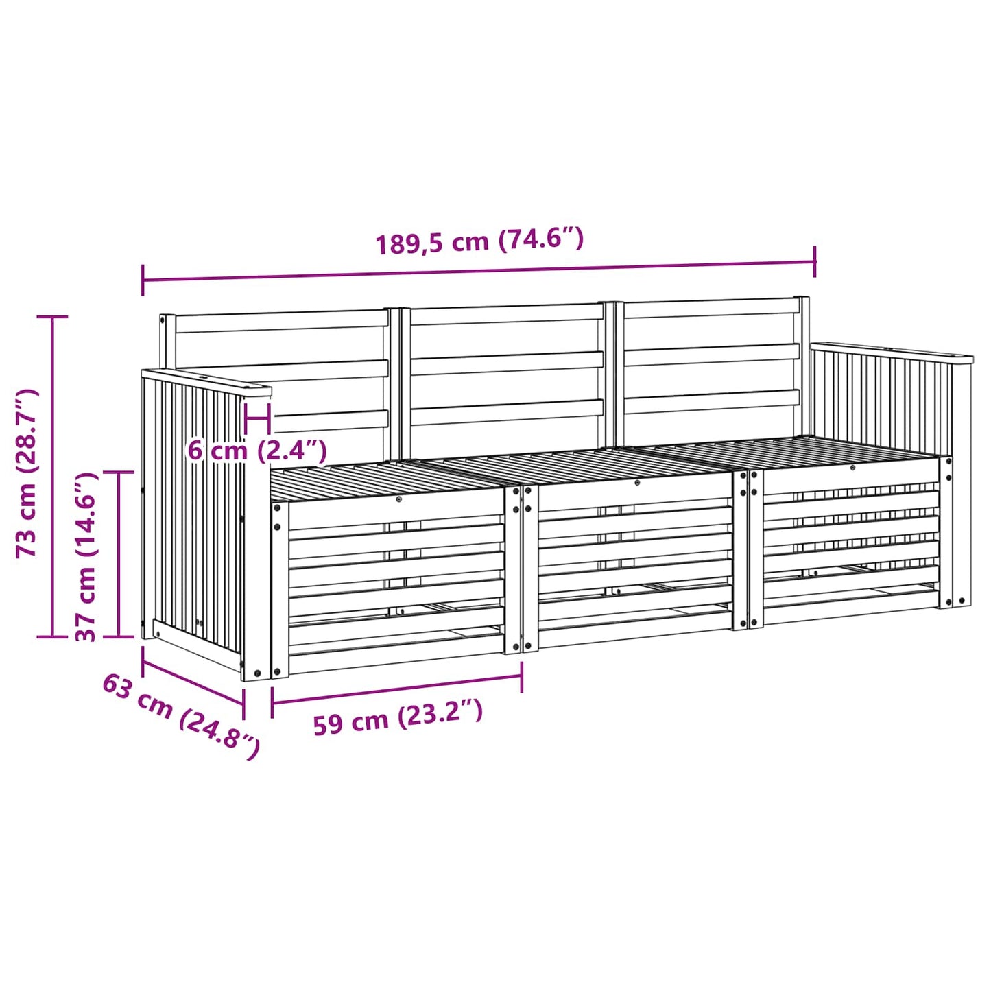 Sofa Sets Solid Acacia Wood