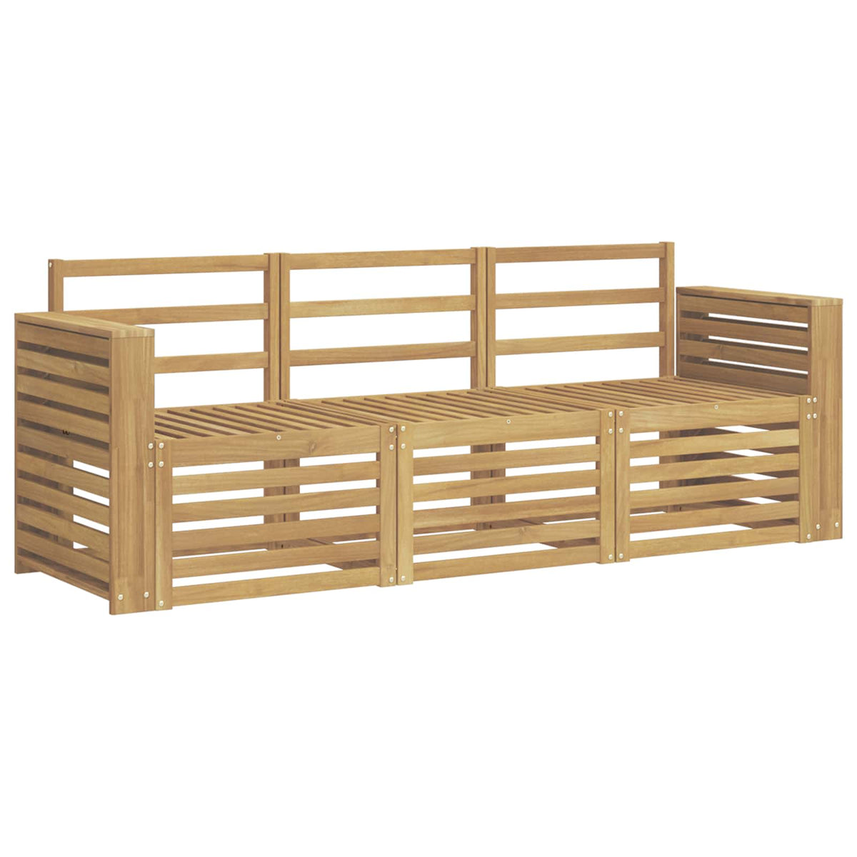 Outdoor Sofa Set 3 pcs 3-Seaters White Solid Acacia Wood