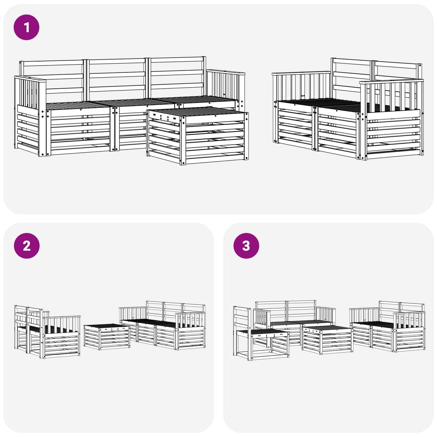 Outdoor Sofa Set 6 pcs White Solid Acacia Wood