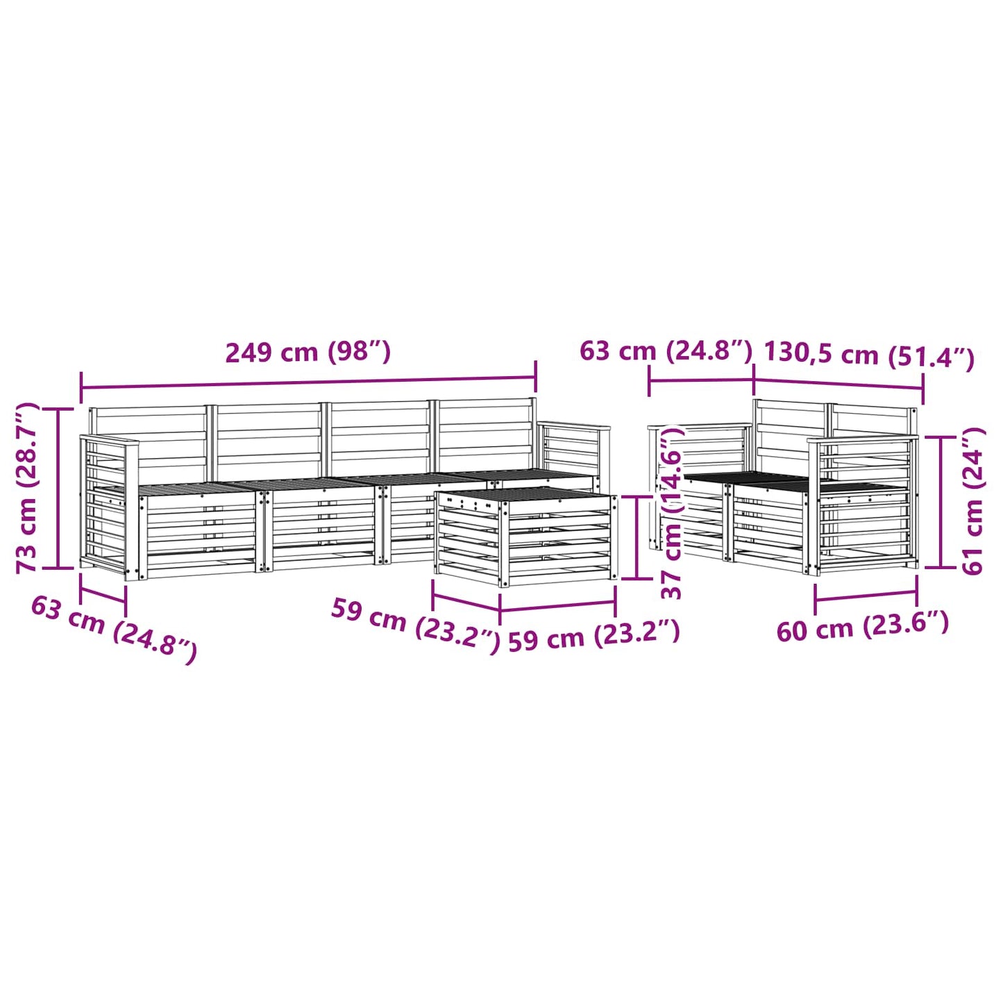 Outdoor Sofa Set 7 pcs
