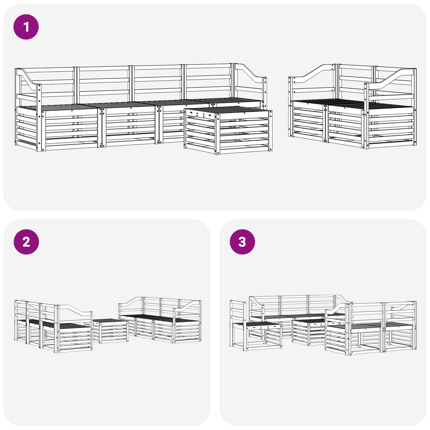 Outdoor Sofa Set 7 pcs White Solid Acacia Wood