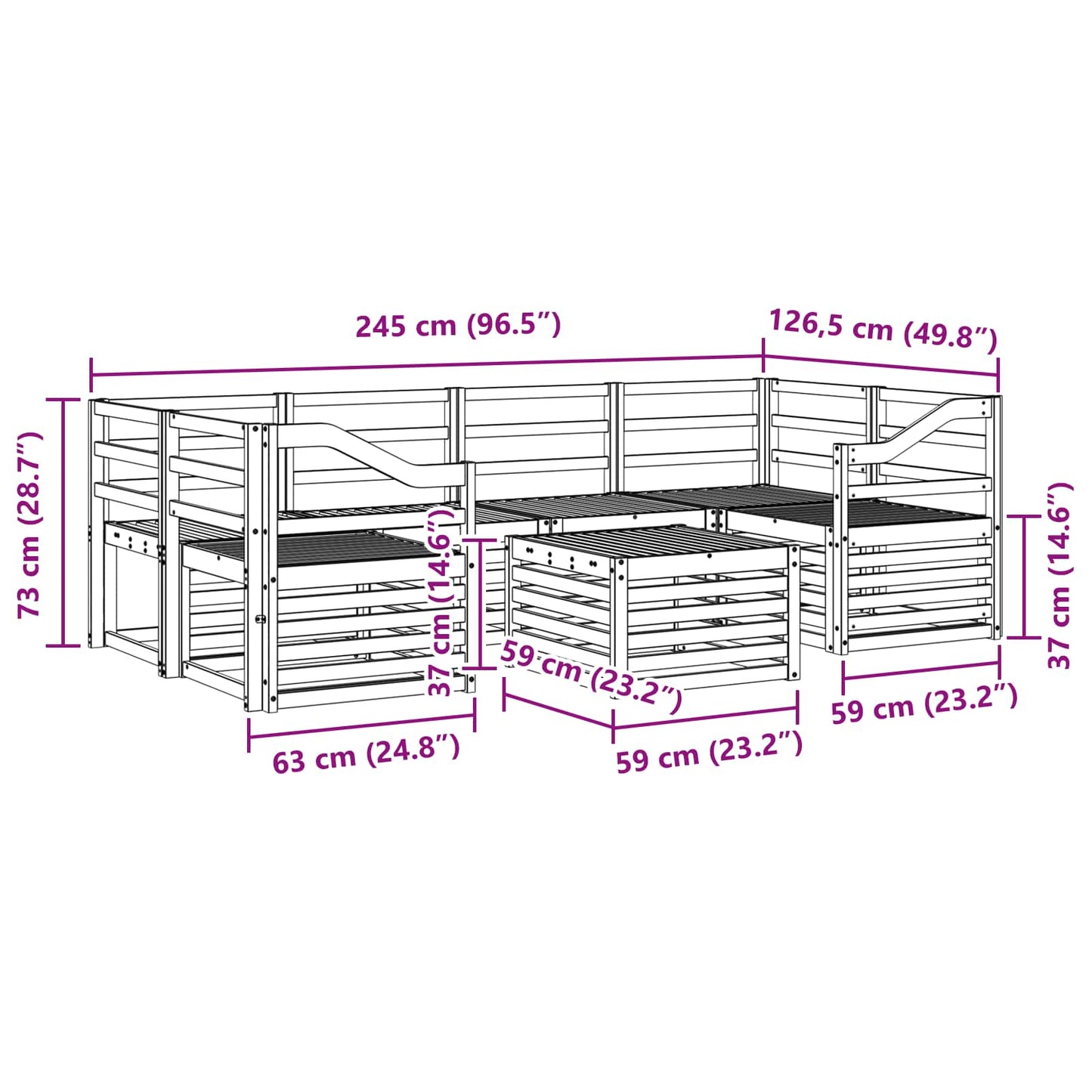 Outdoor Sofa Set 7 pcs White Solid Acacia Wood