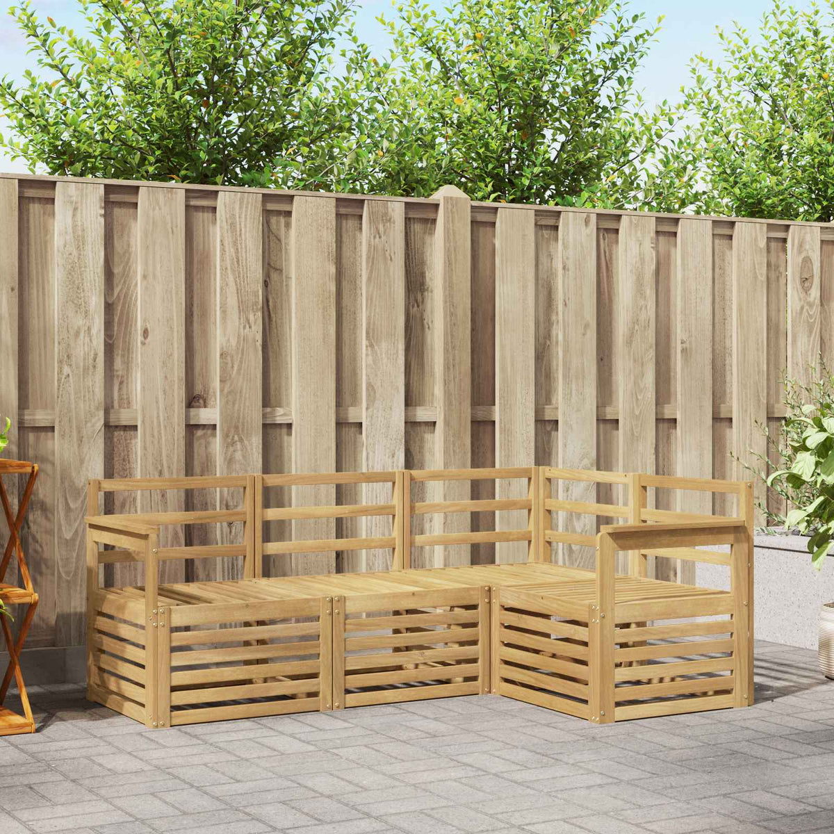 Outdoor Sofa Set 4 pcs 4-Seaters White Solid Acacia Wood