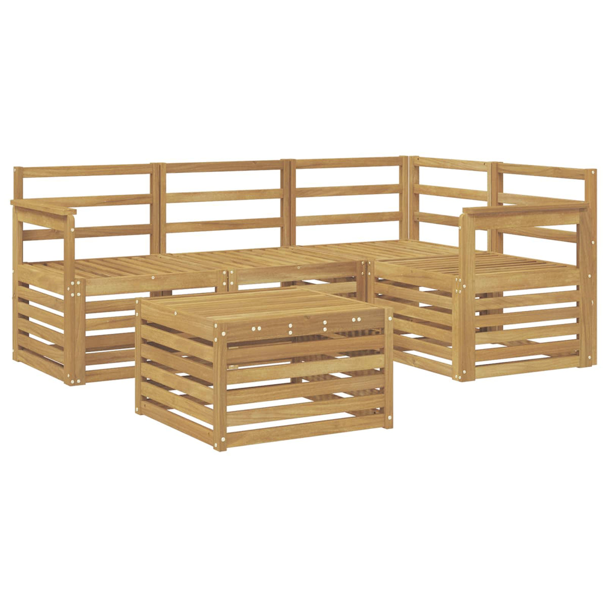 Outdoor Sofa Set 5 pcs 4-Seaters White Solid Acacia Wood