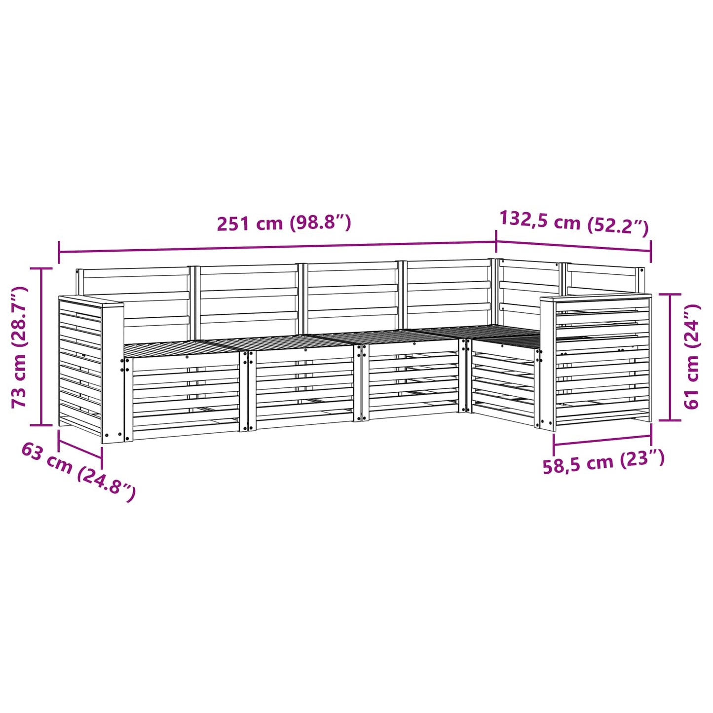 Outdoor Sofa Set 5 pcs White Solid Acacia Wood