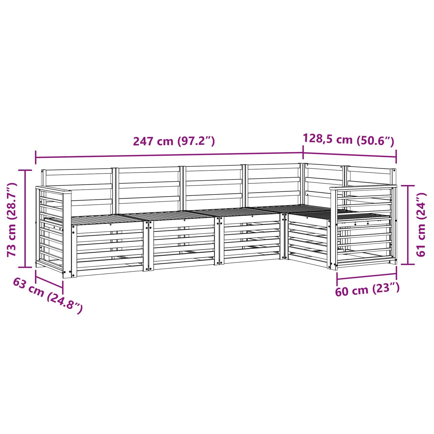 Outdoor Sofa Set 5 pcs White Solid Acacia Wood