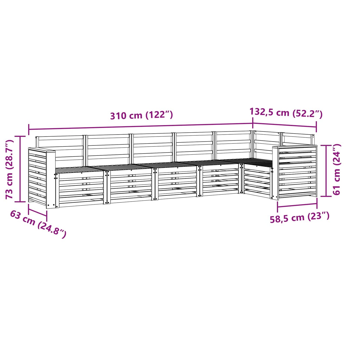 Outdoor Sofa Set 6 pcs White Solid Acacia Wood