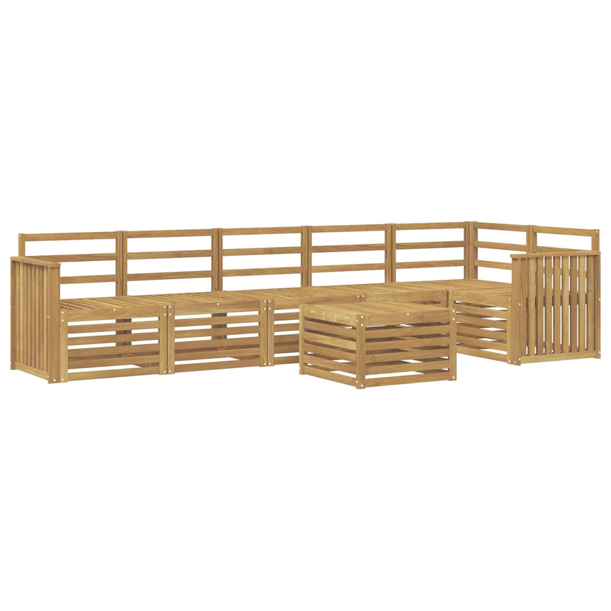 Outdoor Sofa Set 7 pcs 6-Seaters White Solid Acacia Wood
