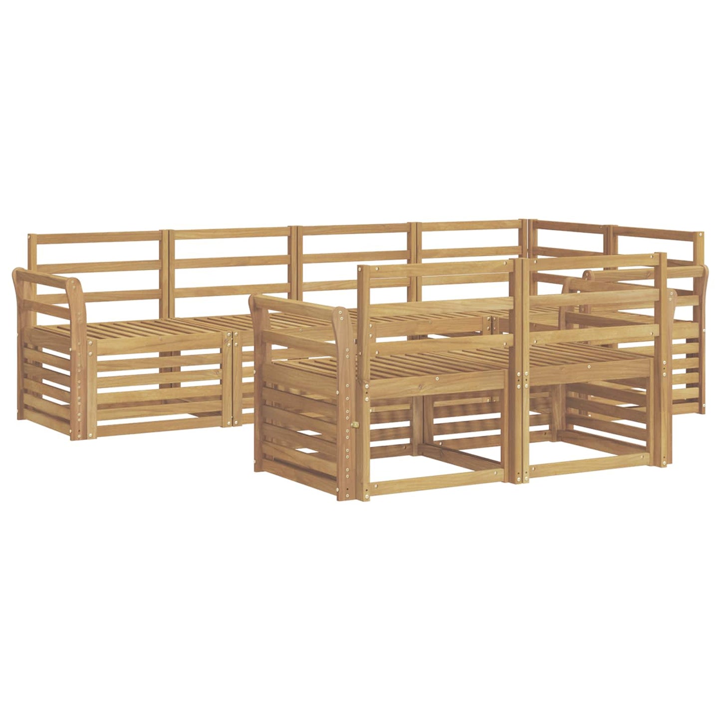 Outdoor Sofa Set 7 pcs White Solid Acacia Wood