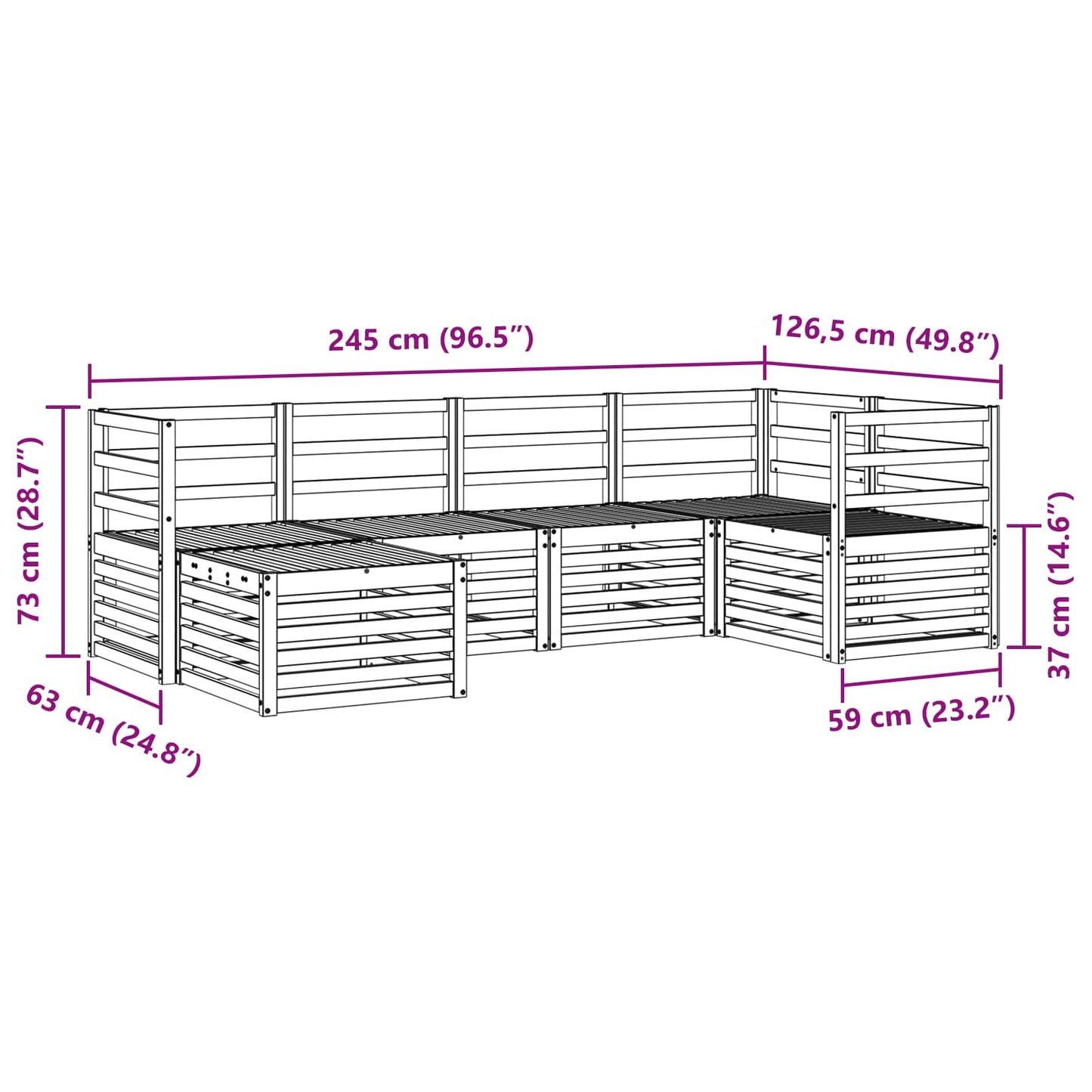 Outdoor Sofa Set 6 pcs White Polyester