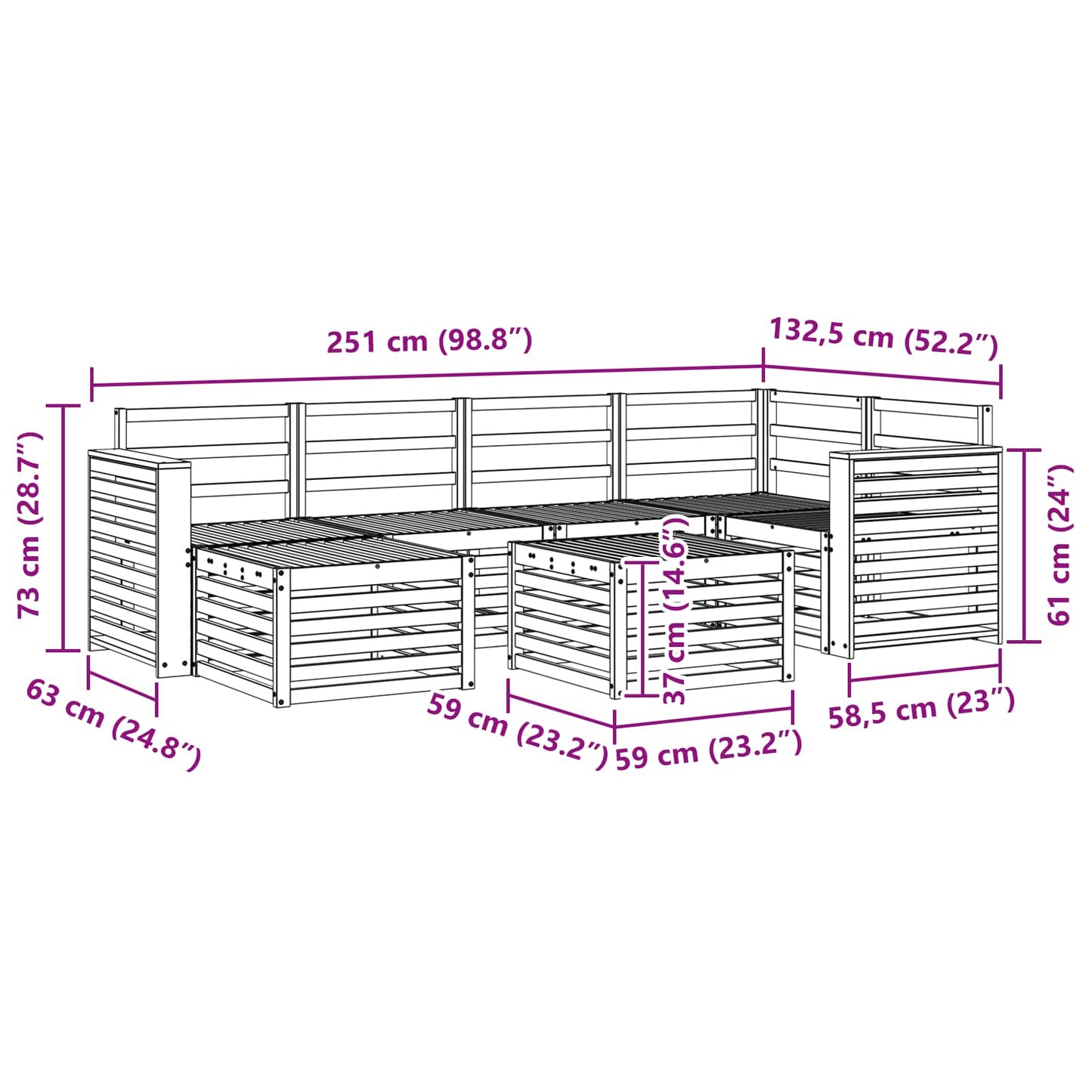 Outdoor Sofa Set 7 pcs White Polyester