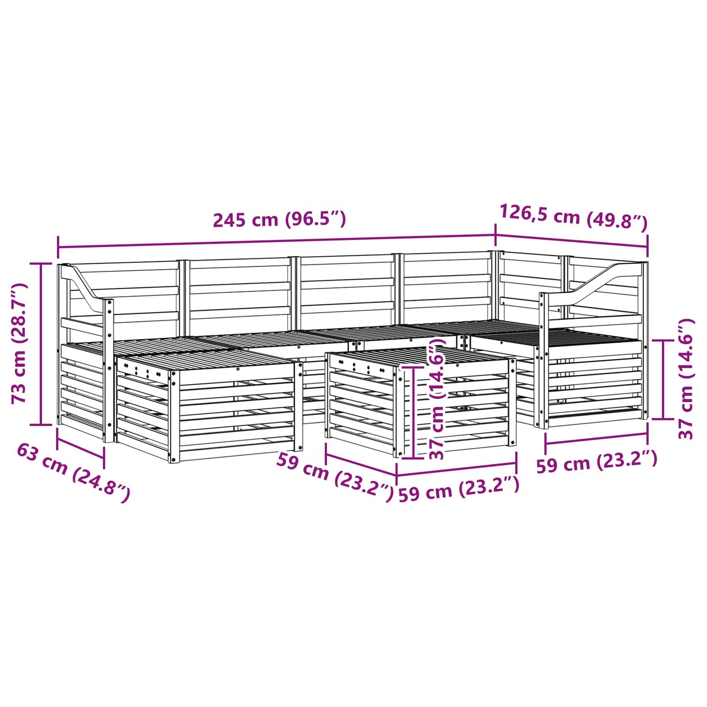 Outdoor Sofa Set 7 pcs White Polyester