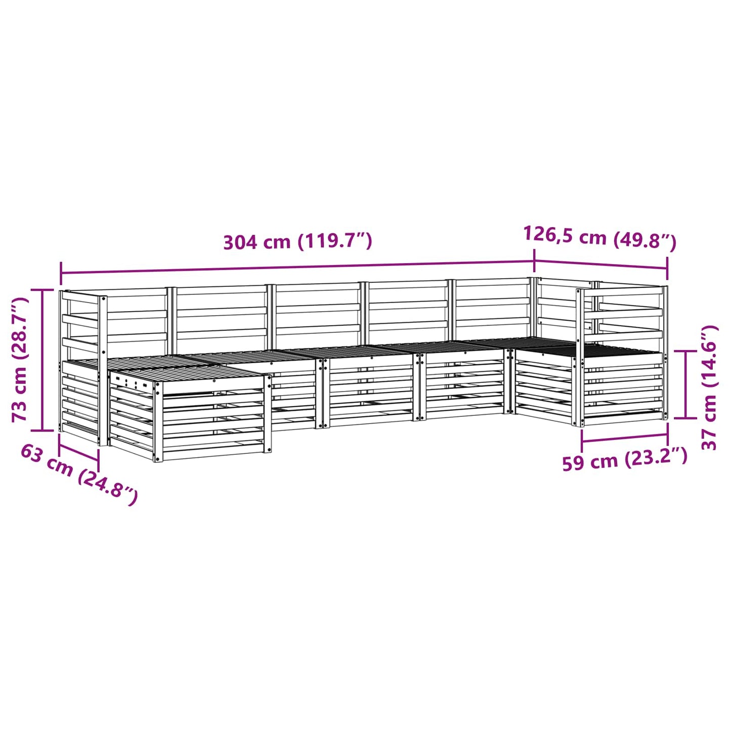 Outdoor Sofa Set 7 pcs White