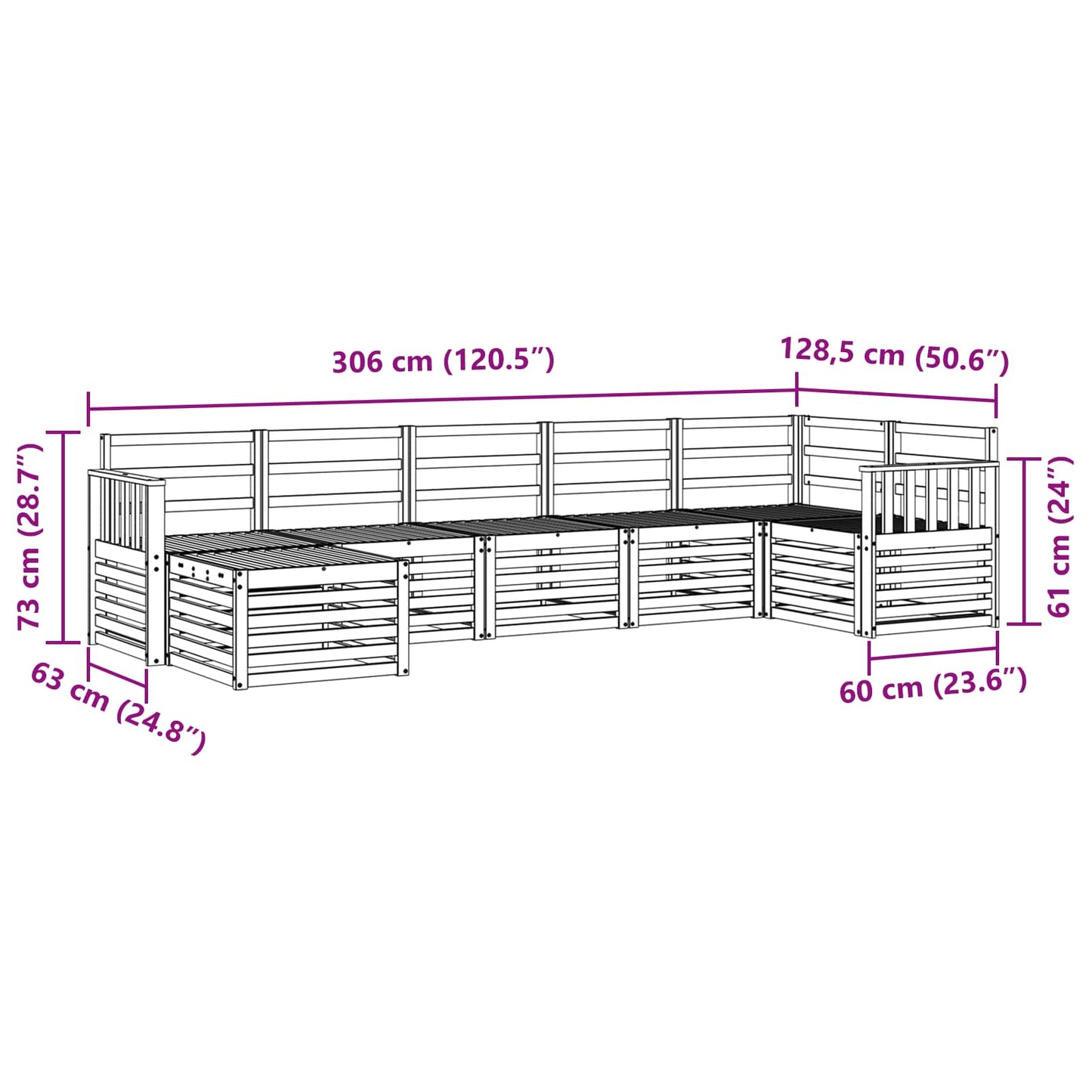 Outdoor Sofa Set 7 pcs White