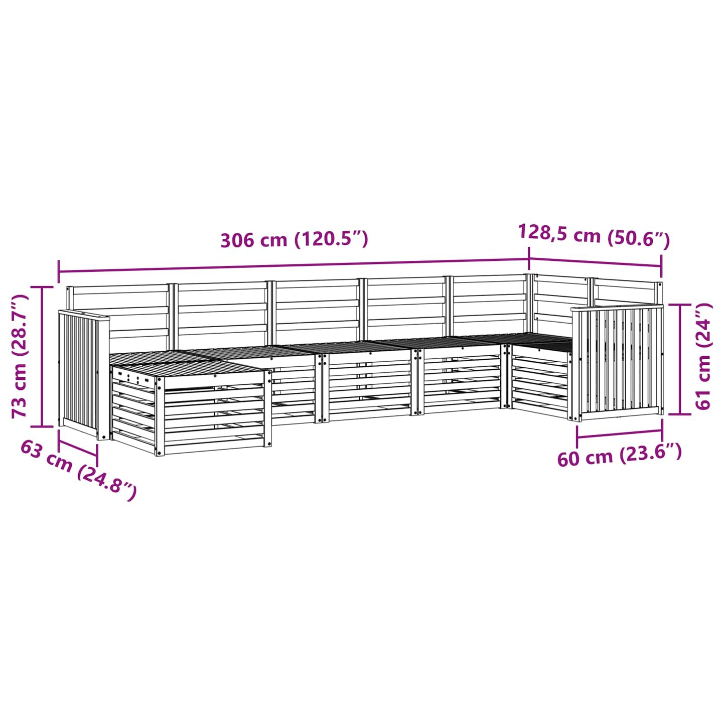 Outdoor Sofa Set 7 pcs White