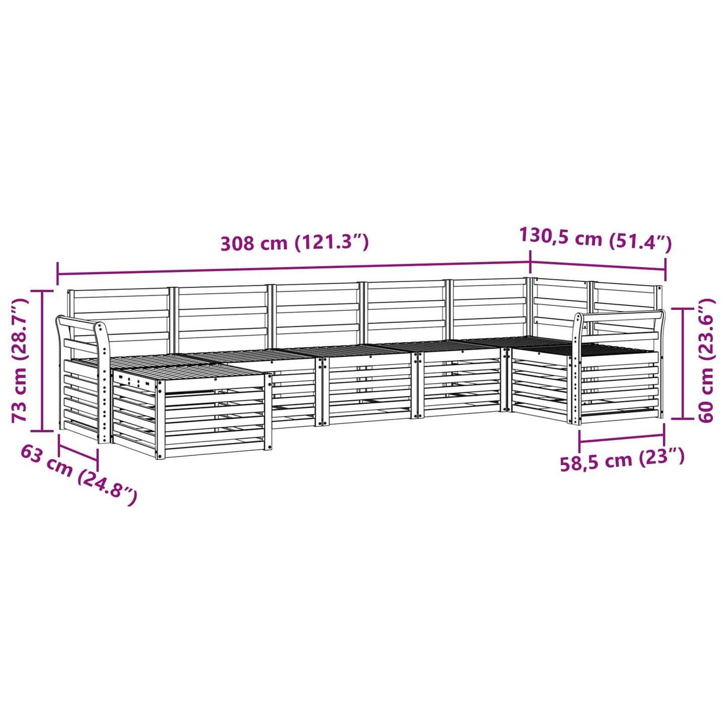 Outdoor Sofa Set 7 pcs White