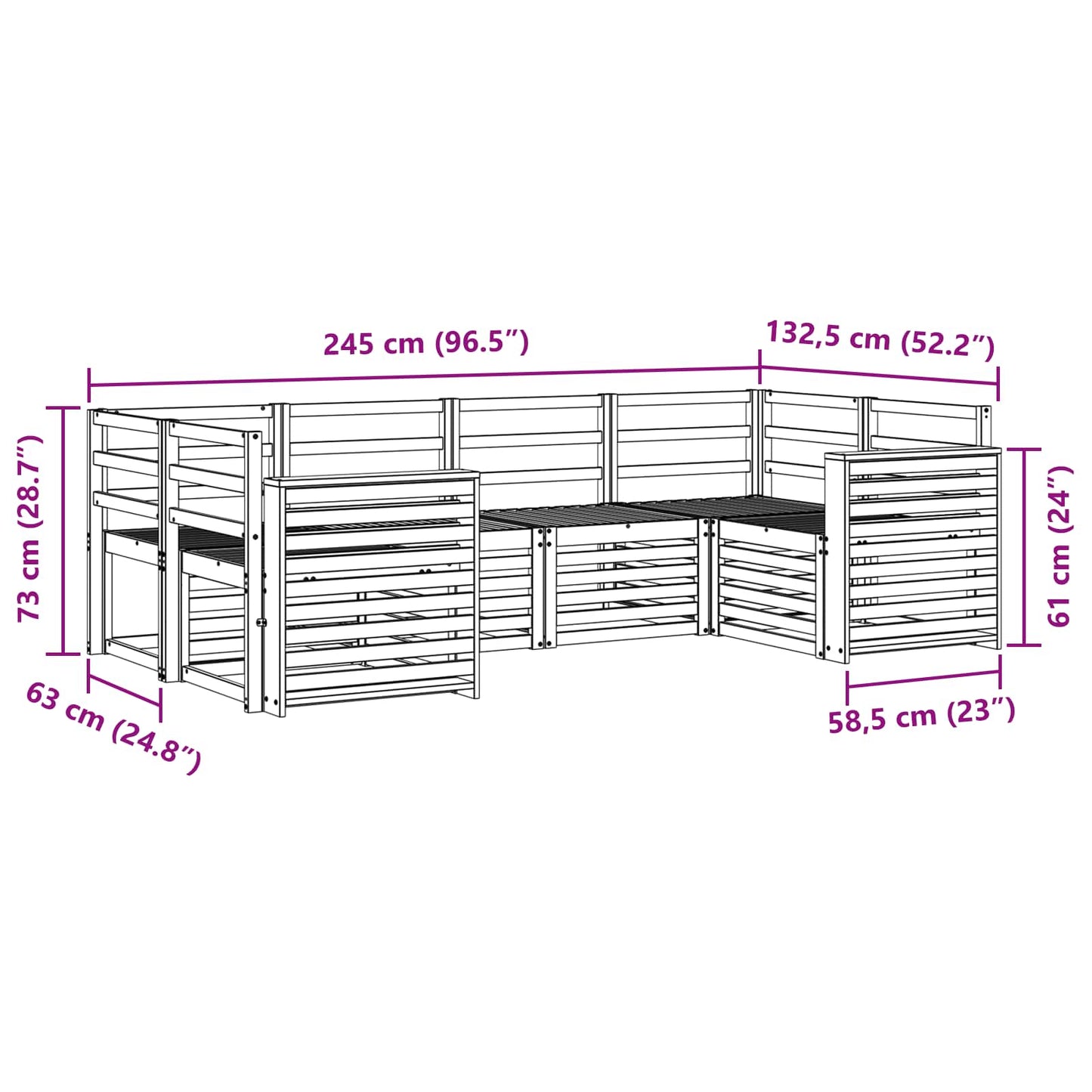 Outdoor Sofa Set 6 pcs White Solid Acacia Wood