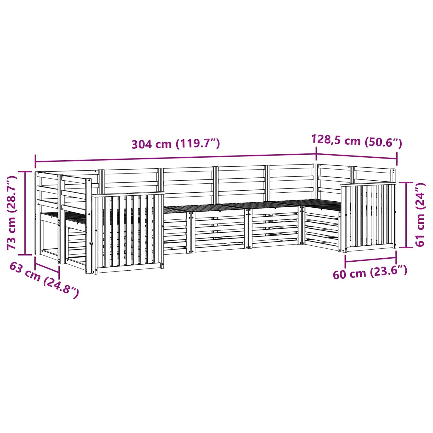 Outdoor Sofa Set 7 pcs White Solid Acacia Wood