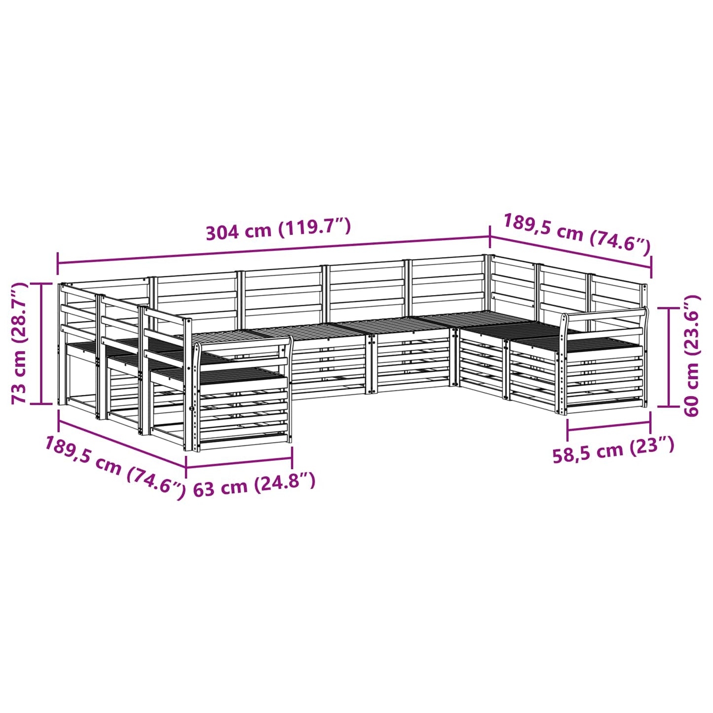 Sofa Sets Solid Acacia Wood