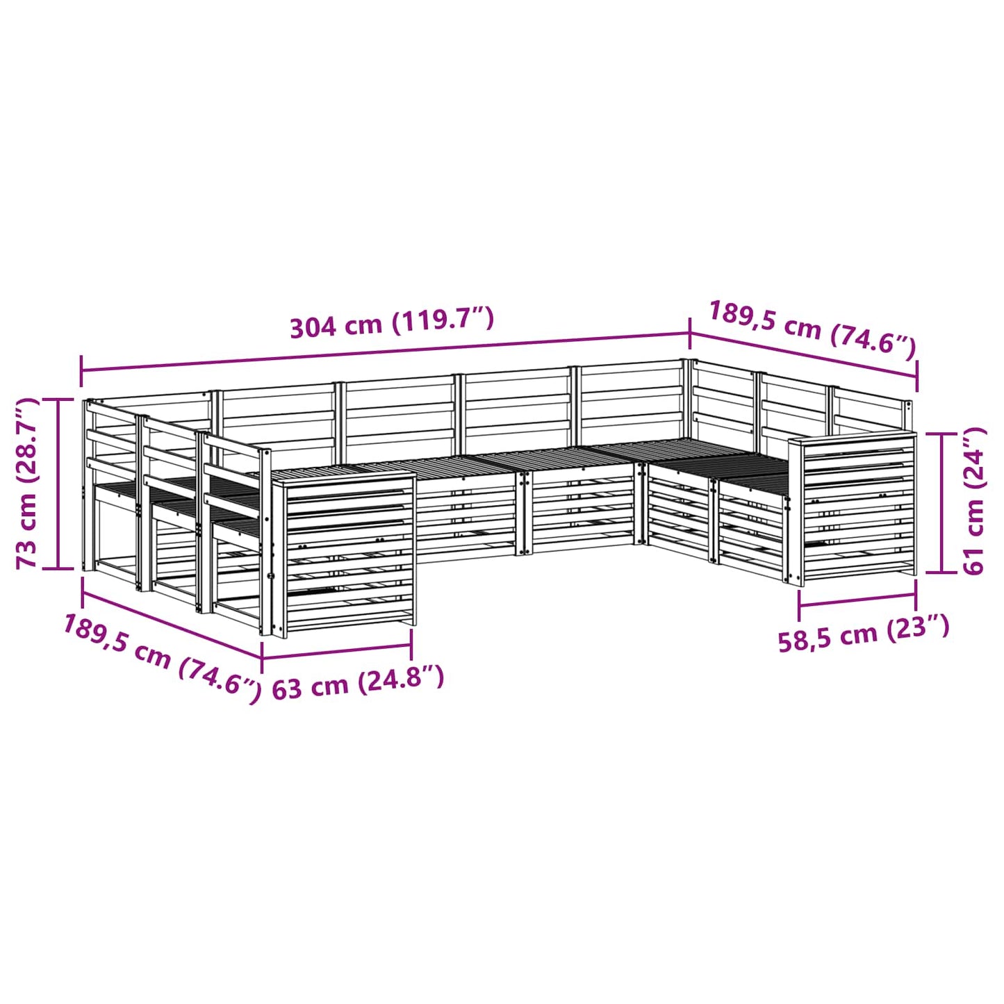 Sofa Sets Solid Acacia Wood