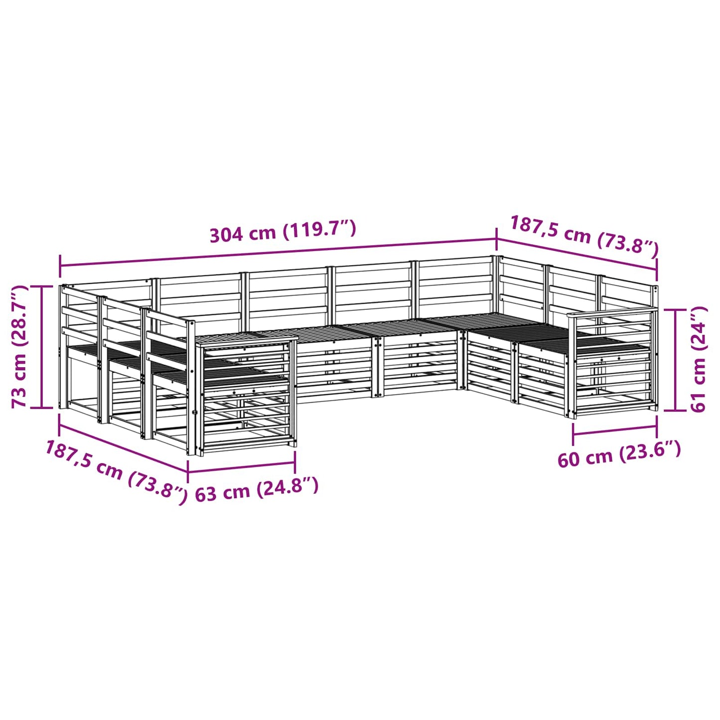 Sofa Sets Solid Acacia Wood