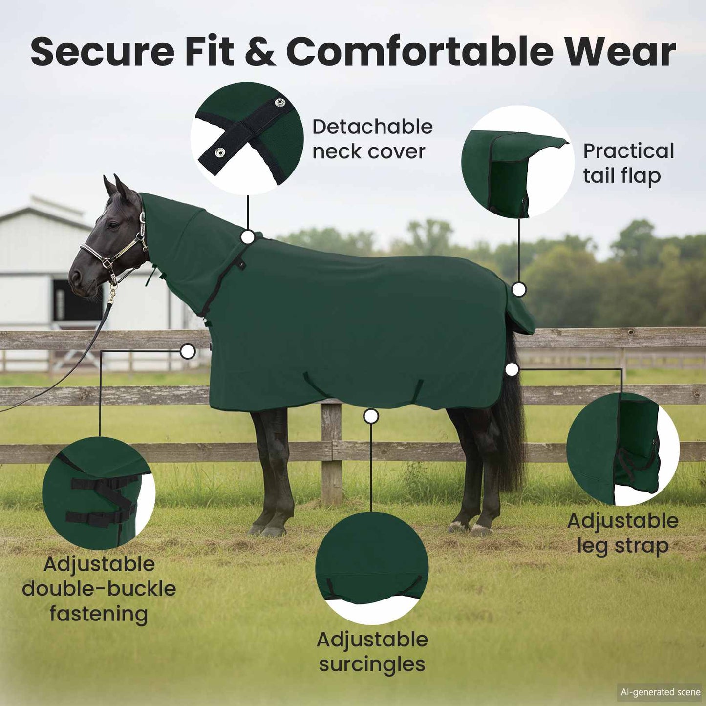 Horse Blanket Full Dark Green 125 cm Polyester Fleece