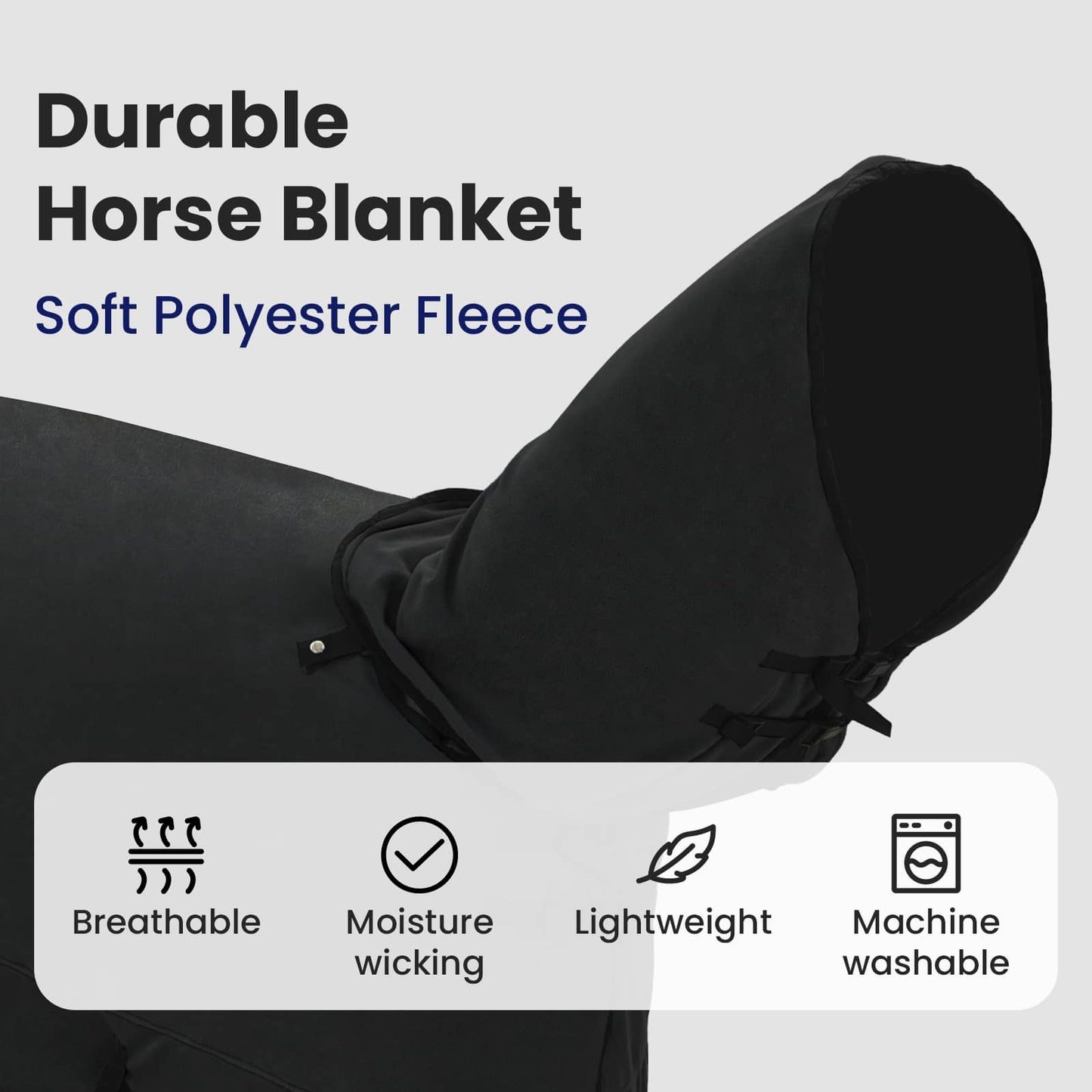 Horse Blanket Black 125 cm Polyester Fleece