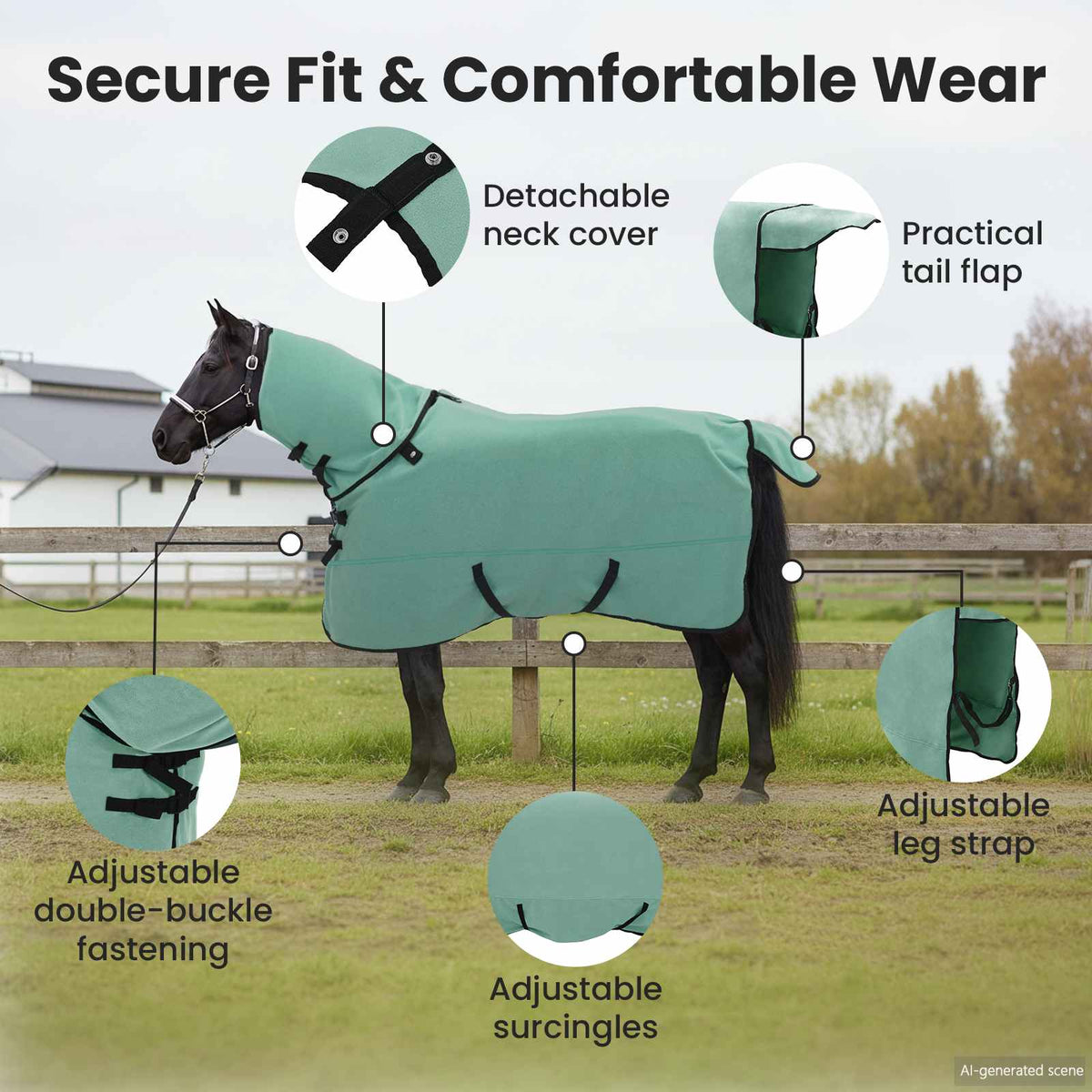 Horse Blanket Green 125 cm Polyester Fleece