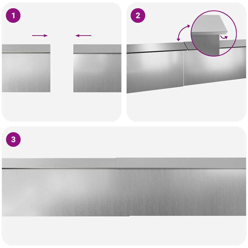 Snail Fences 8 pcs 100 x 3.5 x 25 cm Galvanised Steel Silver