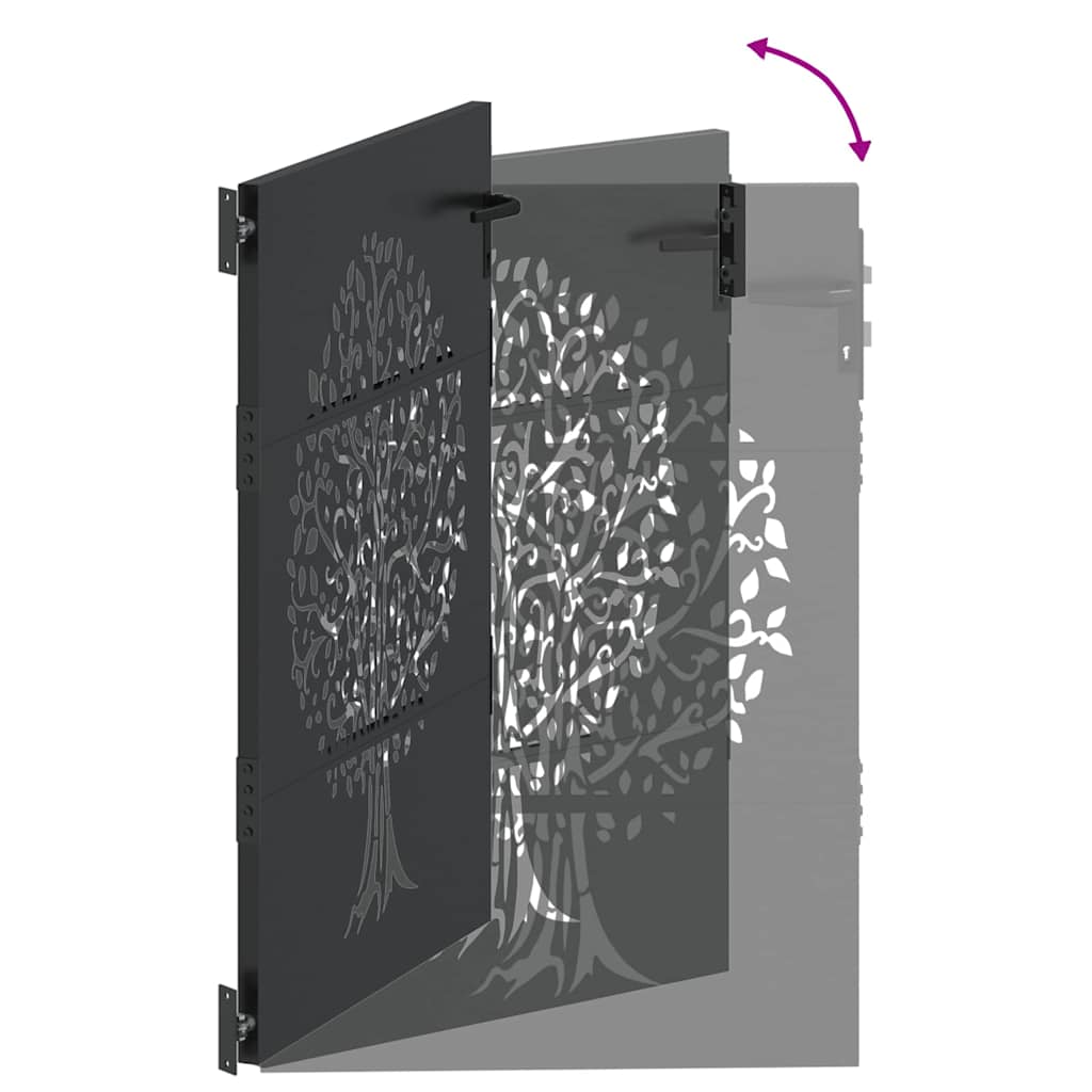 Garden Gate 85 x 150 cm Powder-coated steel Black Lockable