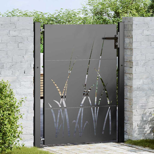 Garden Gate with Lock Black 110 x 155 cm Powder-coated steel