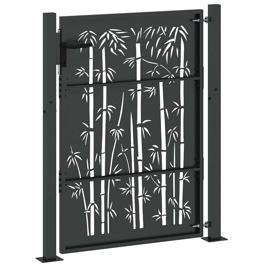 Garden Gate 110 x 155 cm Powder-Coated Steel Black Lockable