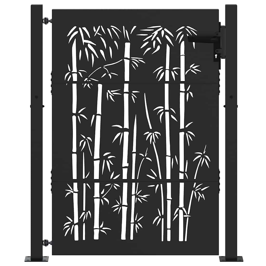 Garden Gate 110 x 155 cm Powder-Coated Steel Black Lockable