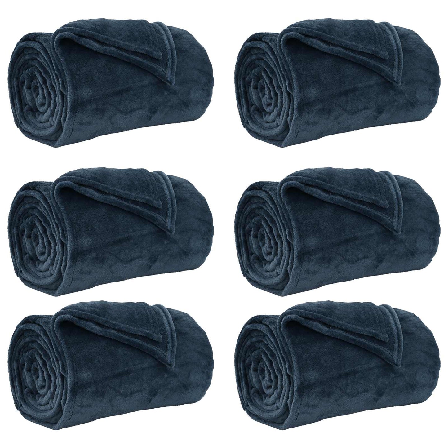 Throw Blankets 6 pcs Navy Blue 130 x 150 cm 3.04 kg Fleece