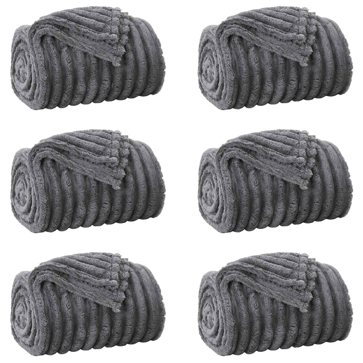 Throw Blankets 6 pcs Dark Grey 150 x 130 cm 2.85 kg Fleece