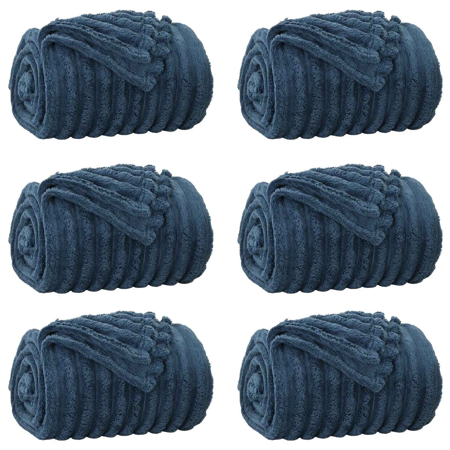 Throw Blankets 6 pcs Navy Blue 270 x 240 cm 9.21 kg Fleece
